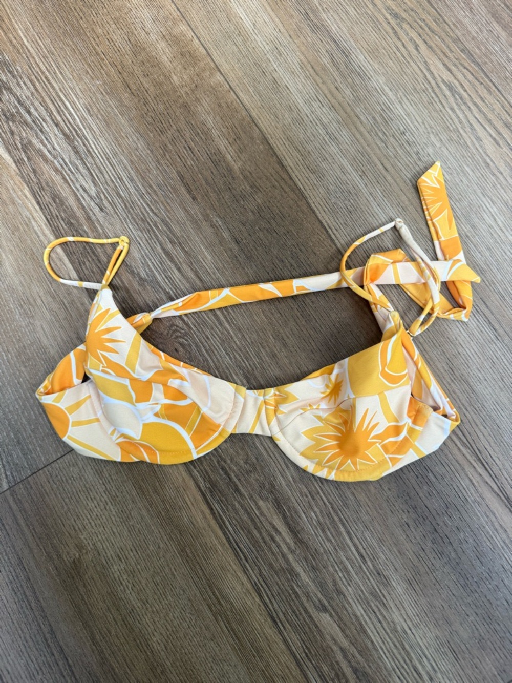 Skatie Yellow & Cream Floral Underwire Bikini Top